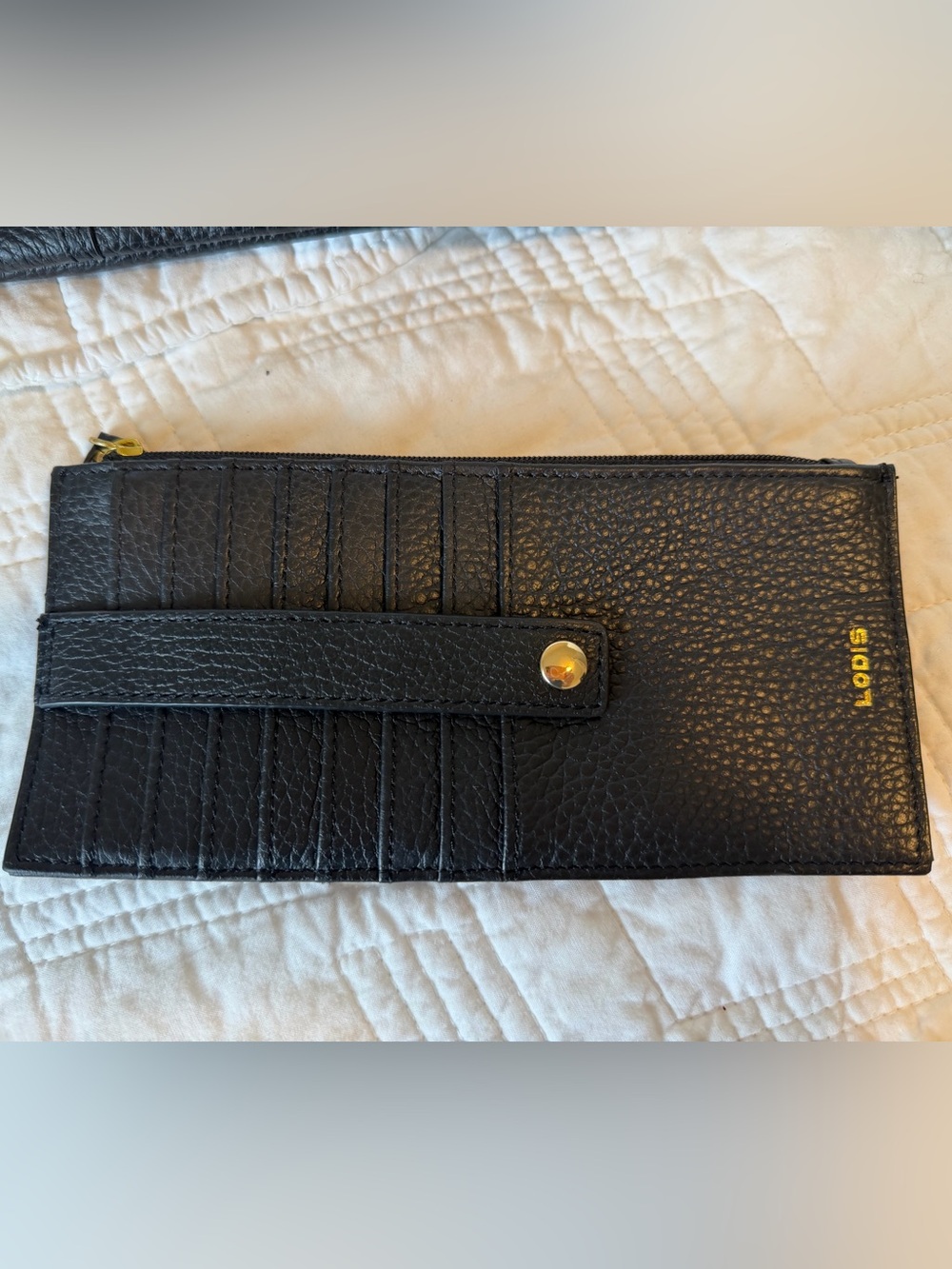 LODIS NWOT Black Pebbled Leather Wristlet and Wallet Set 8x5 - Picture 3 of 10